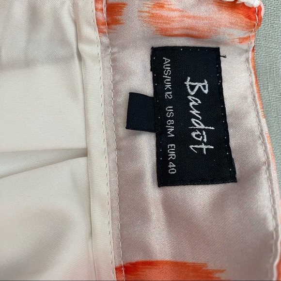 Bardot Orange Floral and White Skirt with pockets Medium Size 8 - Picture 7 of 8